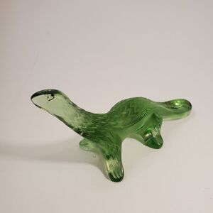 Lalique Green Glass Lizard Figurine